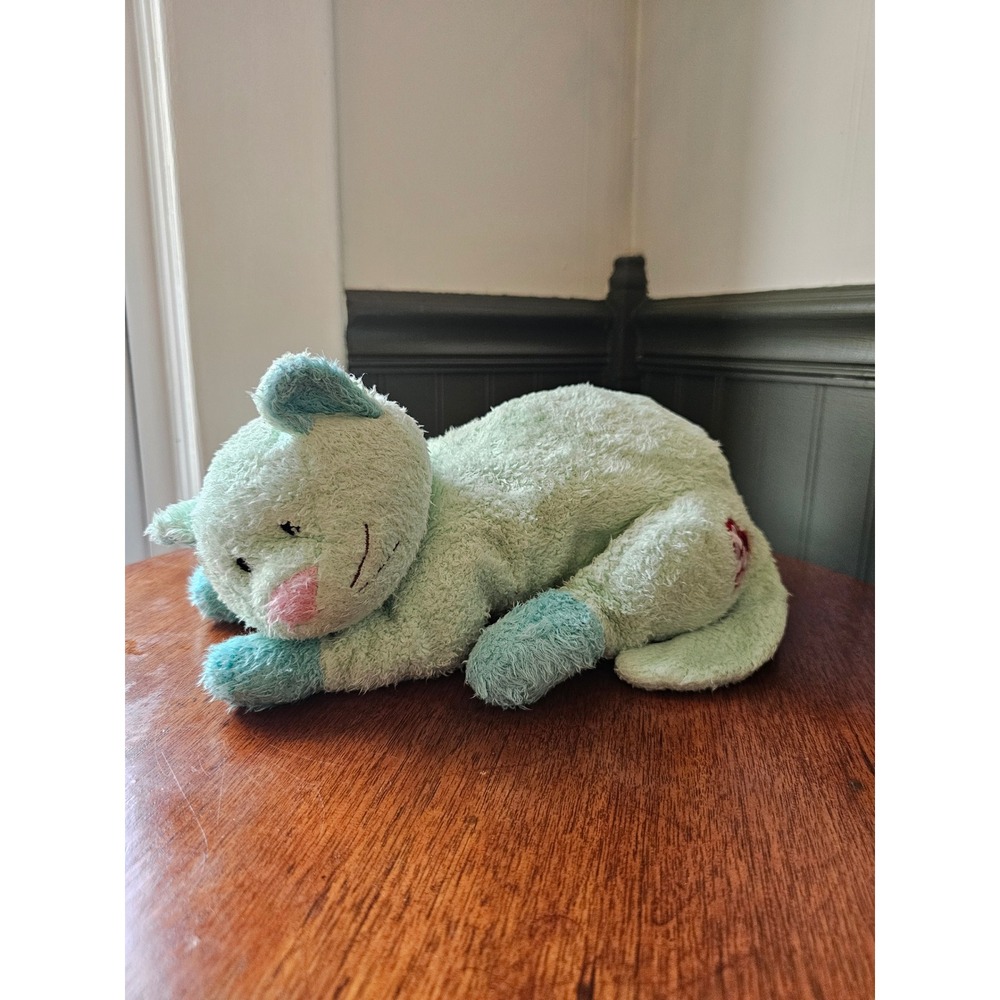 Vintage Baby TY Pillow Pals Kittybaby Green mint Plush Cat Rattle 2001 Plush